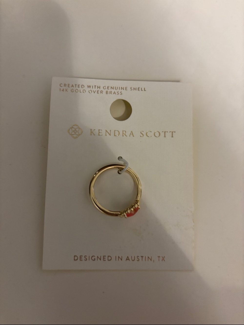 Kendra Scott Gold Ring with Coral Shell Accent
